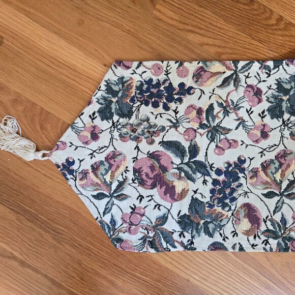 Fruit Tapestry Purple, Rose. Green Cream Floral Table Runner - Picture 4 of 5